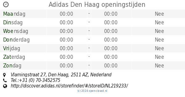 plannen cafe Postcode Adidas Den Haag openingstijden, Vlamingstraat 27