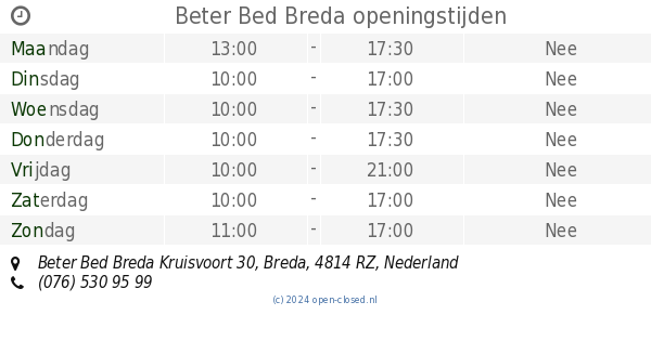 Beter Bed Breda openingstijden Beter Bed Breda Kruisvoort 30