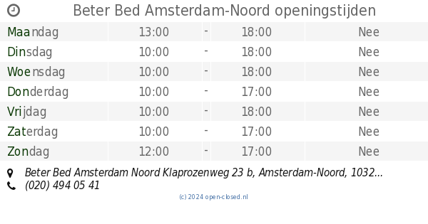 Beter Bed Amsterdam Noord openingstijden Beter Bed Amsterdam