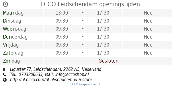 Op het randje salto elk ECCO Leidschendam openingstijden, Liguster 77