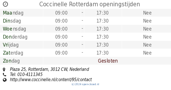 Coccinelle Rotterdam openingstijden Plaza 25