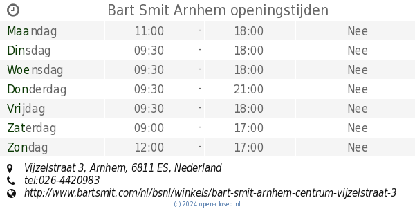 Bart Arnhem openingstijden, 3