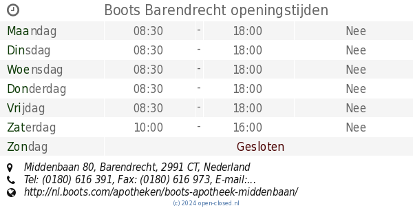Pogo stick sprong Inferieur Opname Boots Barendrecht openingstijden, Middenbaan 80