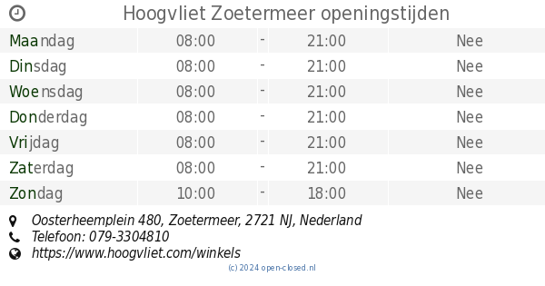 Hoogvliet Zoetermeer openingstijden, Oosterheemplein 480